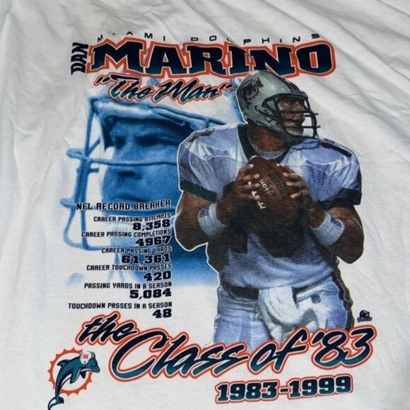 Vintage Dan Marino Miami Dolphins T-Shirt 2X Puma A.T.A. QB Club 100% Cotton Whi - Picture 6 of 10